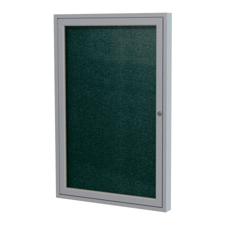 Ghent Ghent Enclosed Bulletin Board, Outdoor, 1 Door, 36"W x 36"H, Black Vinyl/Silver Frame PA13636VX-183